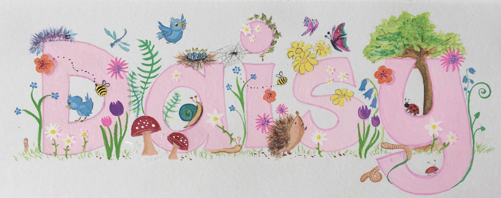 Daisy. Theme: Garden.  Mixed media on illustration paper.