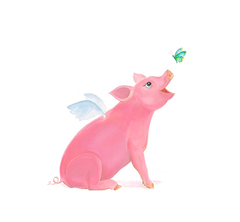 Pigs Can Fly. Original: acrylic on board.