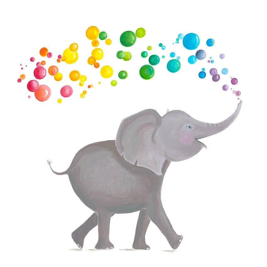 Rainbow Bubbles. Original: acrylic on board.