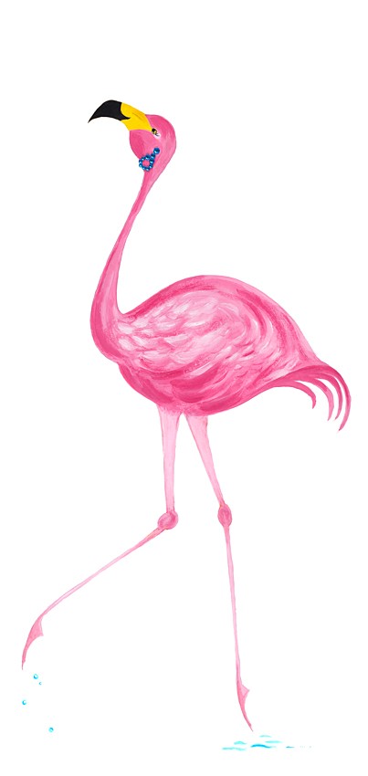 Flamingo Fun - Earring Envy. Original: acrylic and mixed media on board.