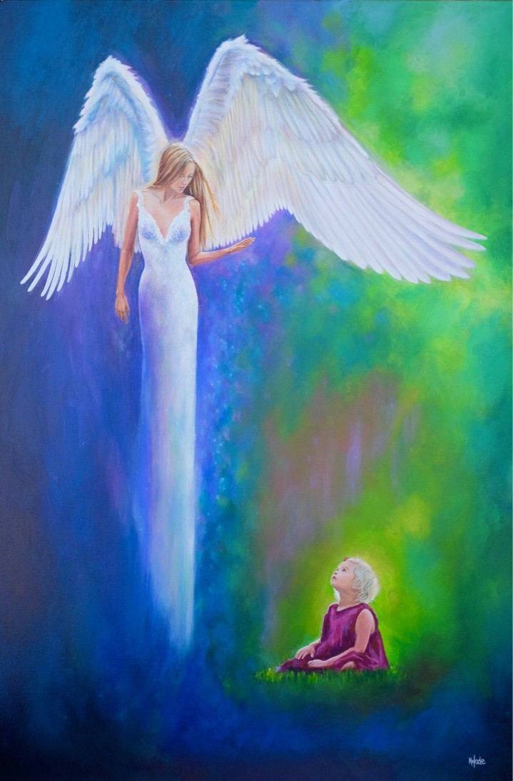 'Protection'©  SOLD £955  (91cm x 60.5cm deep edge canvas)
