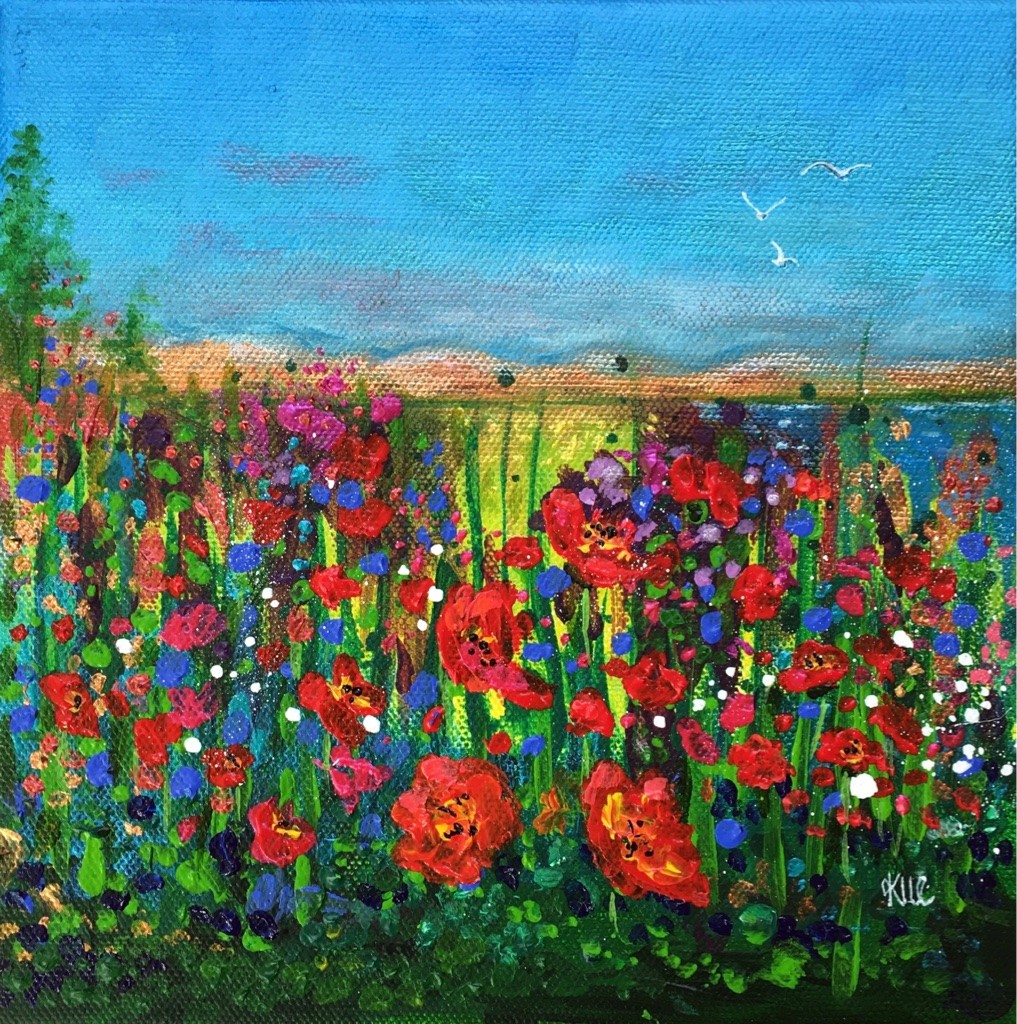 'Poppies By The Sea'  £75   (20cm x 20cm)